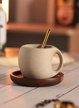 陶瓷咖啡杯碟套装复古拿铁美式咖啡杯子家用下午茶杯碟勺花茶杯子