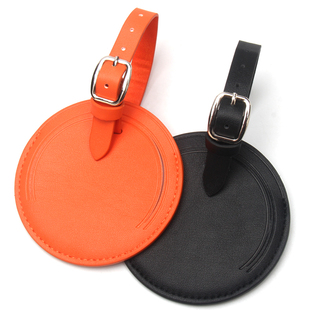 高品质圆形行李牌皮革隐藏式行李箱挂牌皮质密码箱吊牌女士旅行标签识别卡套定制印LOGO广告英文字母名字人名