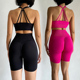 福利提臀健身短裤 女弹力透气速干聚拢运动内衣美背瑜伽服 撸铁套装