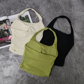 挂脖气质运动文胸女聚拢一体式 固定胸垫内衣透气瑜伽服背心外穿