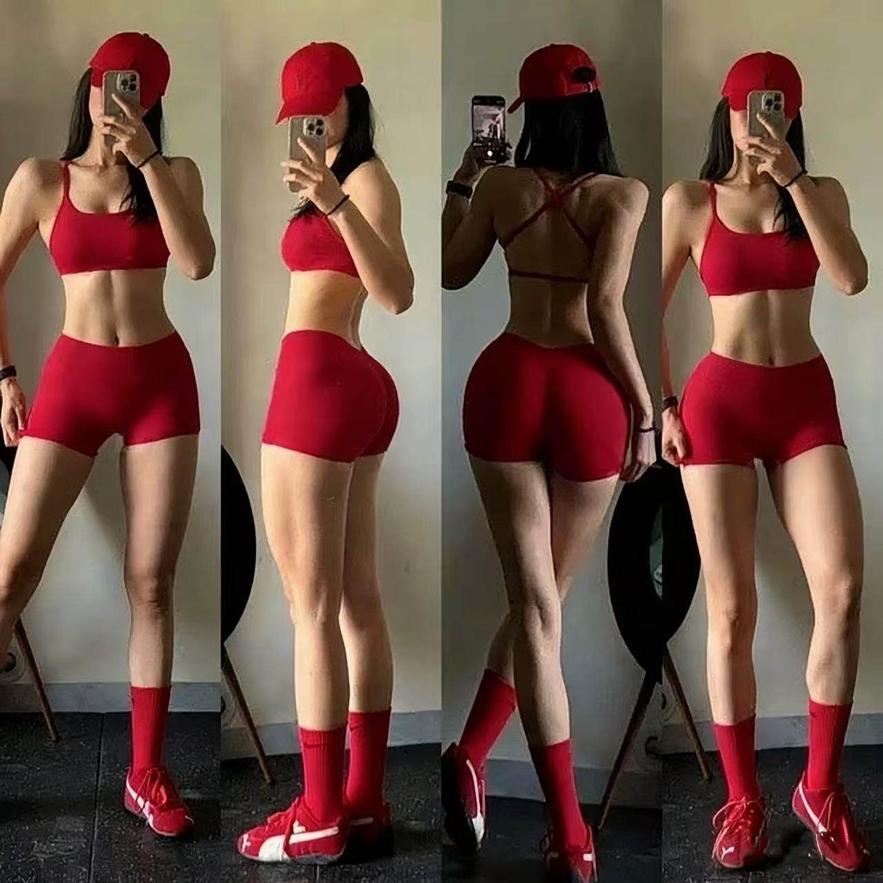 后V中高腰显臀健身防震运动文胸搭配瑜伽三分短裤女健身套装,运动服/休闲服装,健身套装,淘宝优惠券,粉丝福利购,淘宝优惠卷