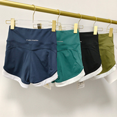 清仓拼色运动短裤 夏外穿 女性感高腰提臀跑步紧身瑜伽健身三分热裤