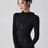 显瘦晨跑运动健身上衣 修身 连帽开衫 外套瑜伽服女秋冬拉链防风长袖