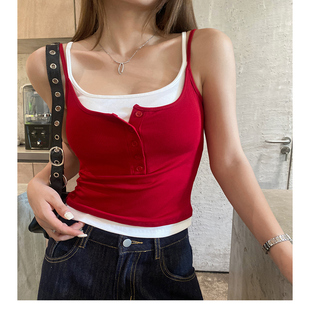 假两件健身服背心女带胸垫瑜伽内衣外穿普拉提训练显瘦透气上衣