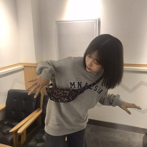 腰包女潮ins豹纹挎包潮牌街头