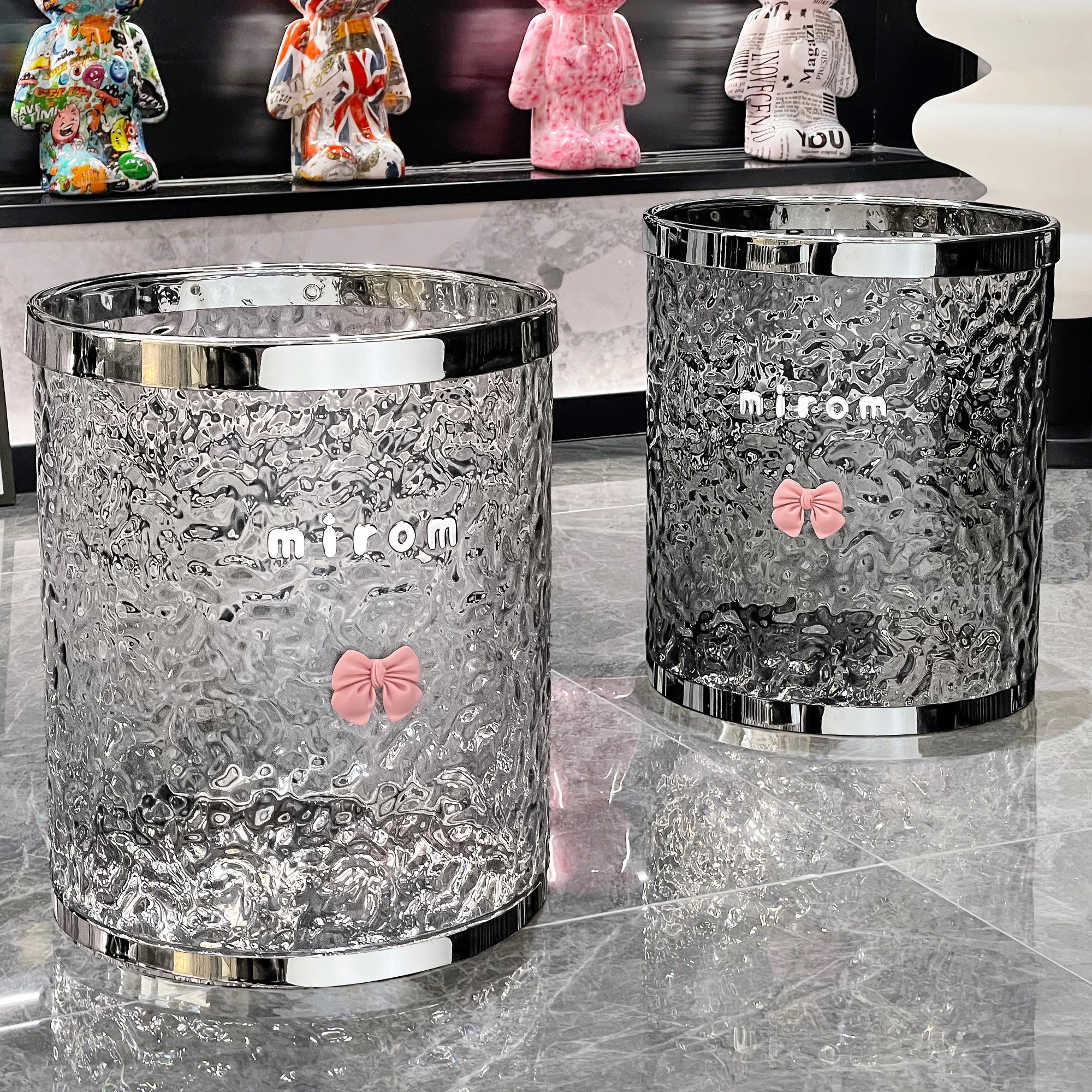 【热销TOP】水波纹透明垃圾桶