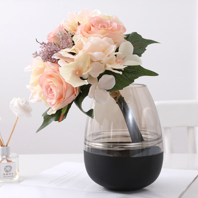 泰环玫瑰绣球仿真花束高档手捧花小清新摆放花卉客厅茶几创意装饰