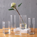 泰环 直桶圆形方缸水养插花富贵竹客厅花瓶摆件 透明简约玻璃花瓶
