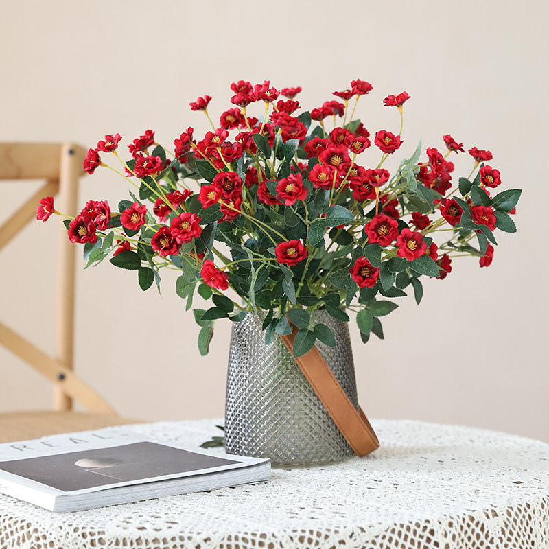 泰环 小月季仿真花束假花塑料栅栏花田园风家居装饰餐桌插花摆件