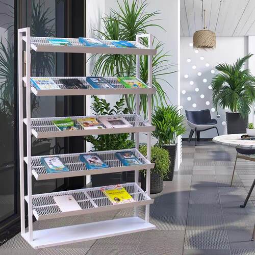 新款收纳置物架米珠材料盒置物架透明样品书架报刊架样板展示架