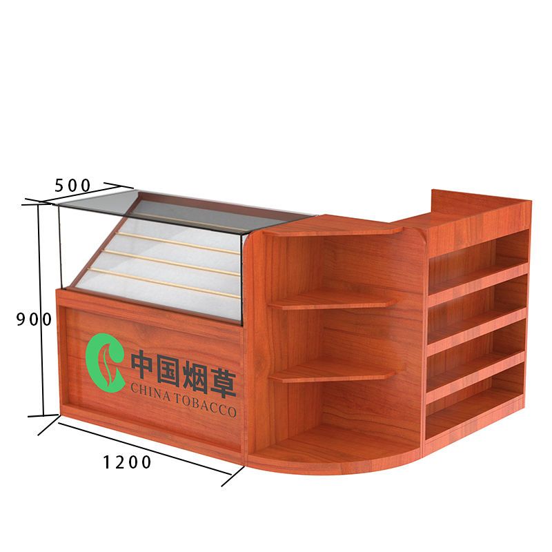 便利店玻璃烟柜台超市烟草展示柜木制多功能转角收银台可移动烟柜