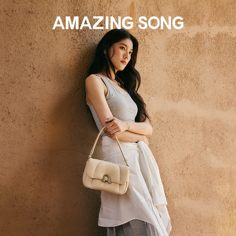 AMAZING SONG乙颂花卷包中号头层羊皮新款小众单肩手提斜挎包包女 - 实物图