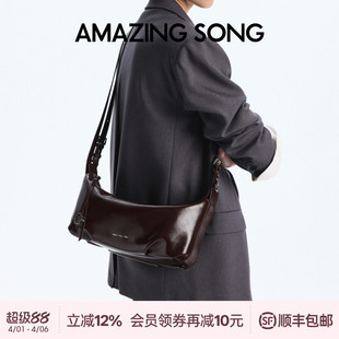 Amazing 头层麂皮包手提包单肩斜挎包女 Song乙颂甜甜圈牛角包新款