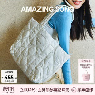 Amazing 单肩托特包大容量通勤包女复古 Song乙颂绵绵帆布包袋新款