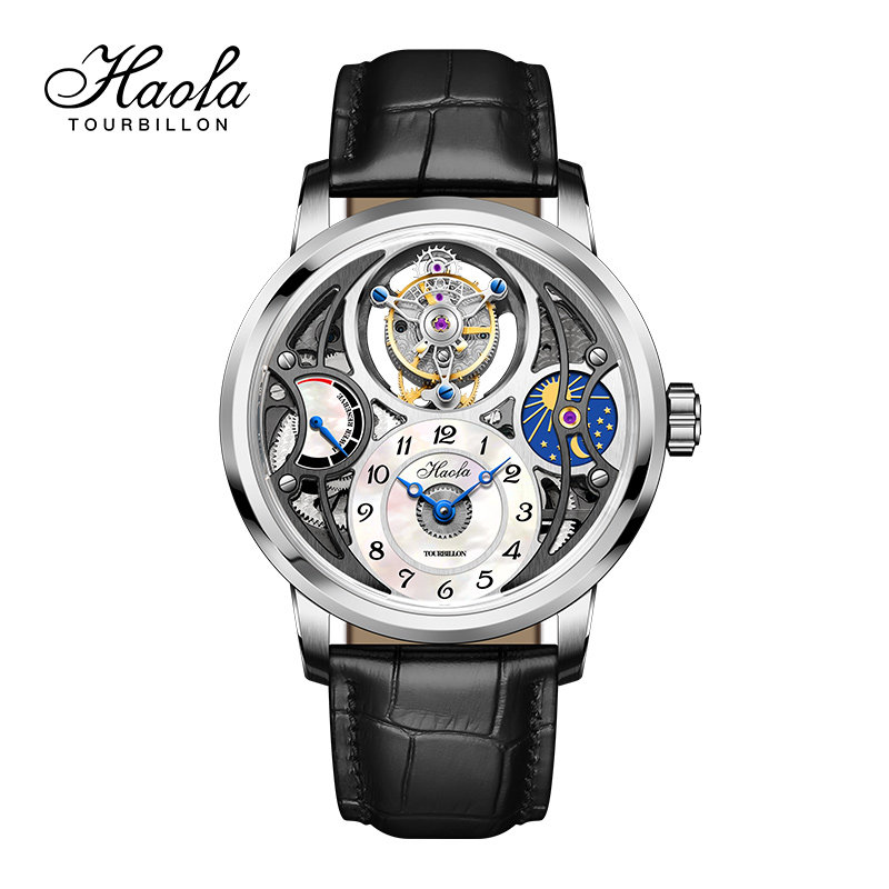 豪法双面镂空陀飞轮手表男士机械表多功能时尚潮流名牌正品防水