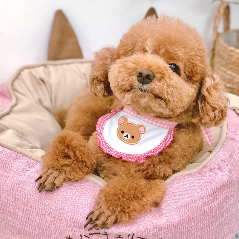 宠物口水巾狗狗猫咪日系粉色可爱围兜小型犬