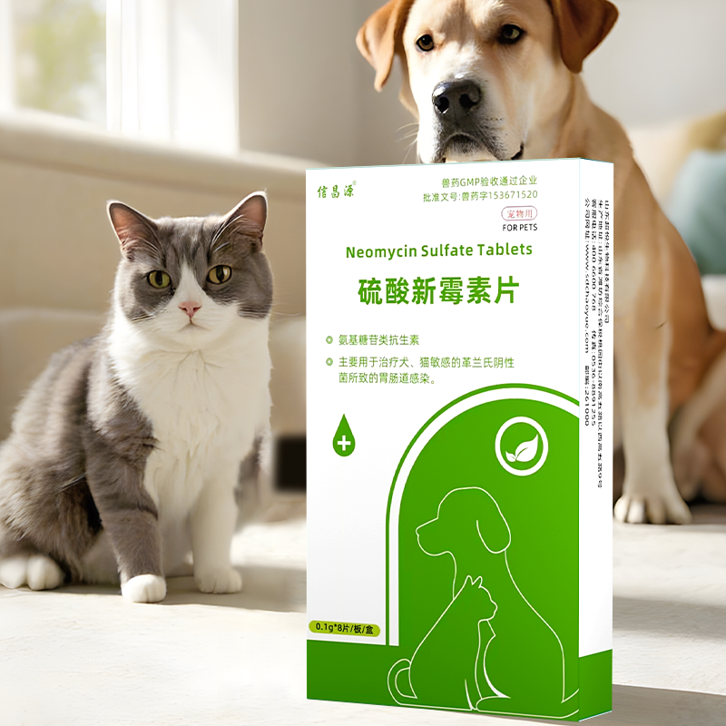 硫酸新霉素片宠物猫咪狗狗胃肠道感染沙门氏菌大肠杆菌抗菌药犬猫