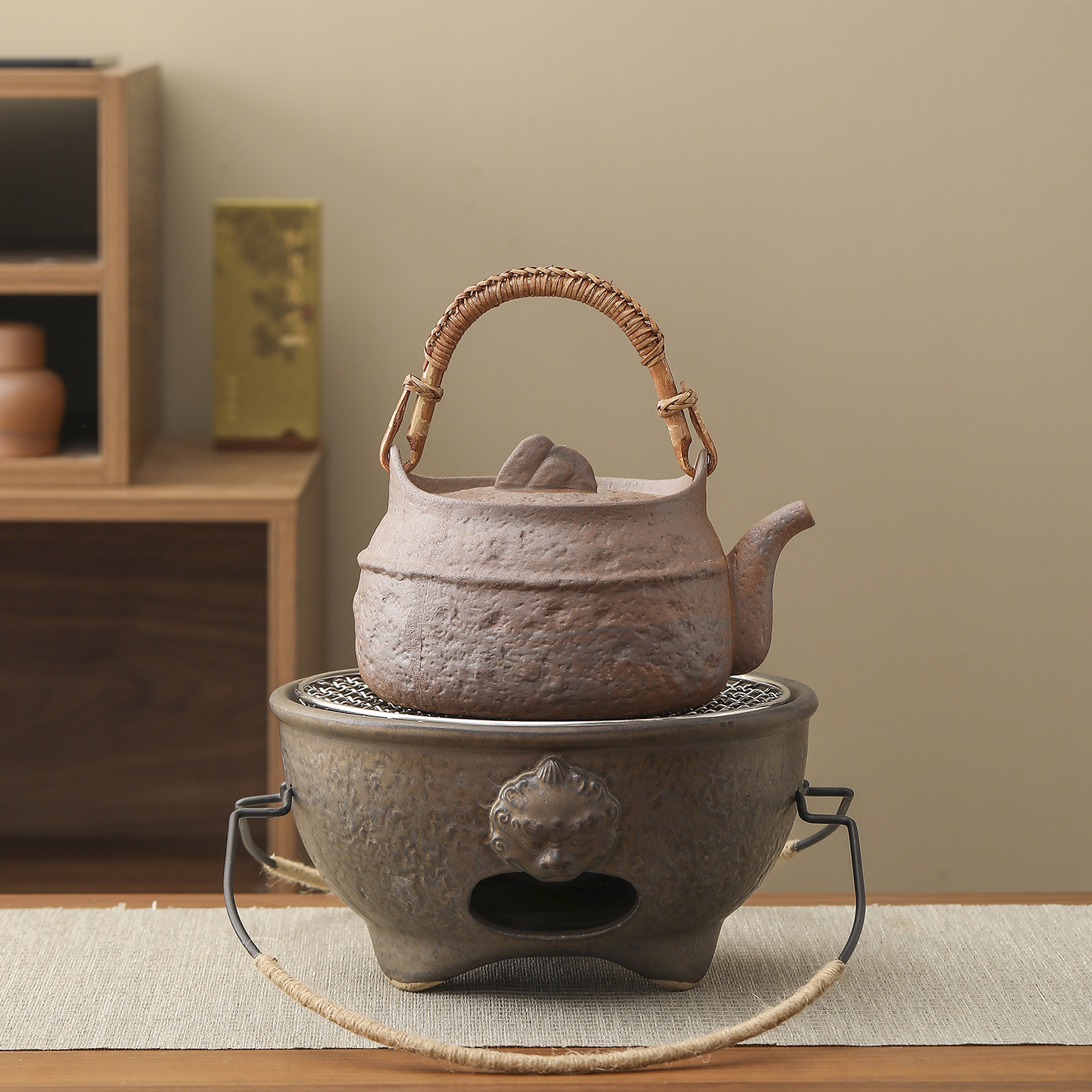 复古围炉煮茶炉陶土炭炉取暖室内户外露营陶炉小碳炉火锅煮茶炉