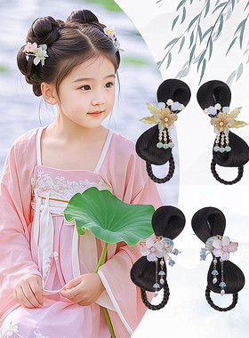 女童汉服蝴蝶结假发包新手百搭