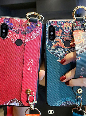 适用小米mix3手机壳max2保护套mix2s全包mix2硅胶软壳mxi3滑盖防摔云鹤腕带mix女mi2S男款磨砂m3个性斜挎挂绳