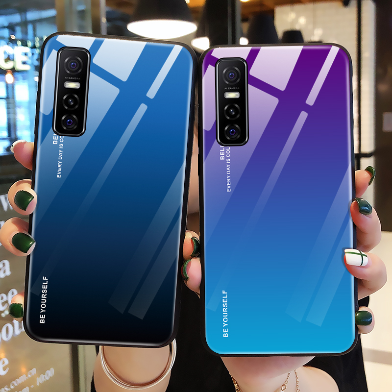 适用vivos7e手机壳极光玻璃vivos7保护硅胶套步步高vivo s7e全包s7防摔软壳5g男女款V2020A网红情侣vivis挂绳 3C数码配件 手机保护套/壳 原图主图