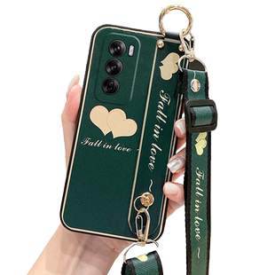 适用opporeno12手机壳reno12pro腕带oppo保护硅胶套5G全包PJV110防摔爱心PJW外opporeon软壳por背带12p女新款