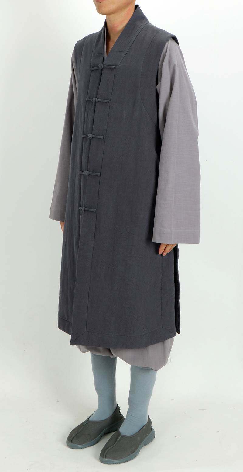 新款僧服棉马甲冬季休闲土黄色加厚僧衣长款马褂出家人背心伽蓝褂