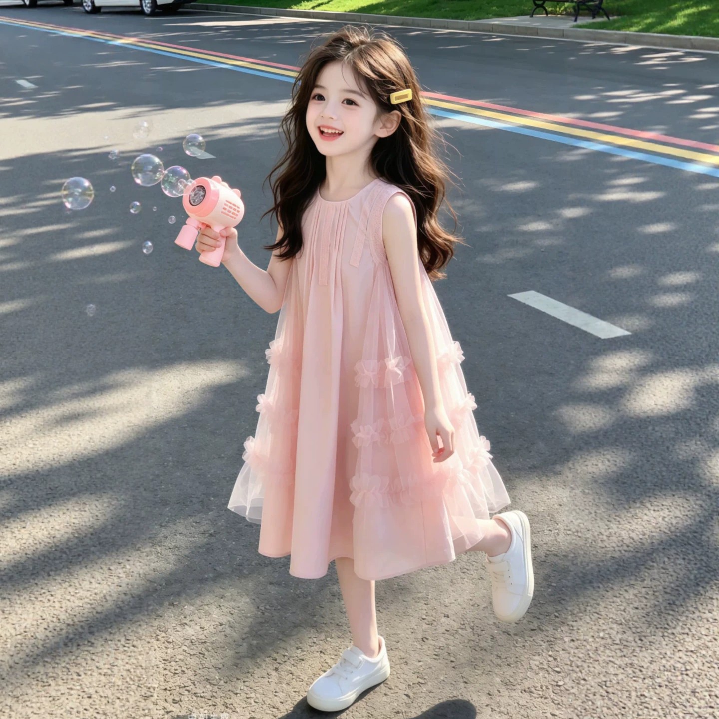 女童甜美公主裙夏季2026新款儿童粉色连衣裙超火裙子女孩夏装时尚