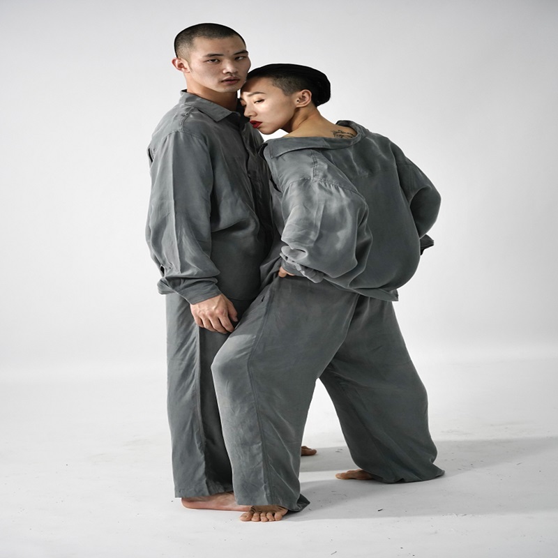 谢欣同款垂坠原创铜氨丝衬衫长裤