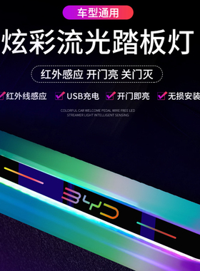 比亚迪海豹唐汉海鸥海豚宋秦e9汽车门槛条LED氛围灯流光迎宾踏板
