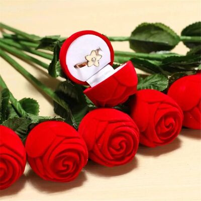 Rose Shape Jewelry Box Ring Earring Storage Gift Box for Wom