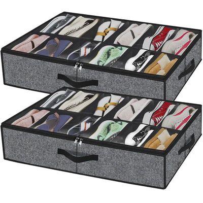 Shoe Storage Organizer Box with Reinforced Handles for Under