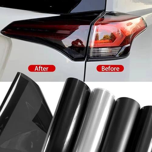 Glossy Transparent Light Black Smoke Film Tinted Headlight T
