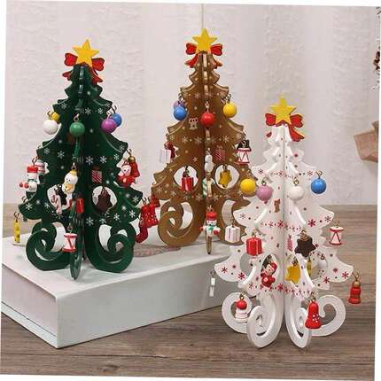 Handcrafted Wooden Christmas ree Decoration-1pc 3D Tabletop