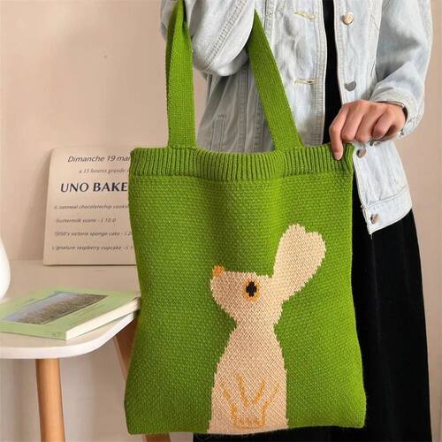 Practical Large Capacity Knitted Shoulder Bag, Fresh Fruit G