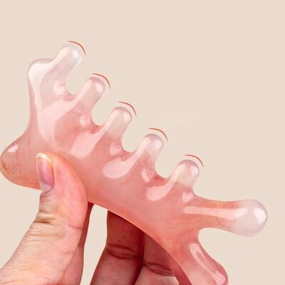 2Pcs Body Meridian Massage Comb Plastic Five Teeth Wide Toot