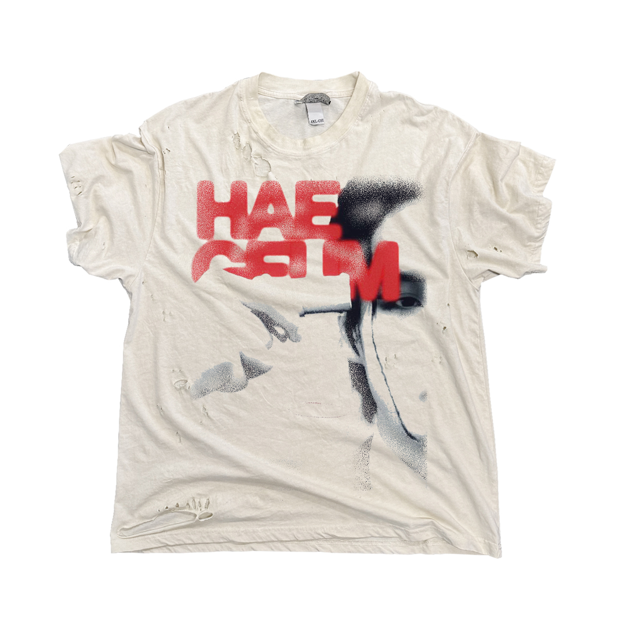 朋克手工破洞做旧复古短袖舒适T恤 OLDBOY JI TAE YU SHOW EAST