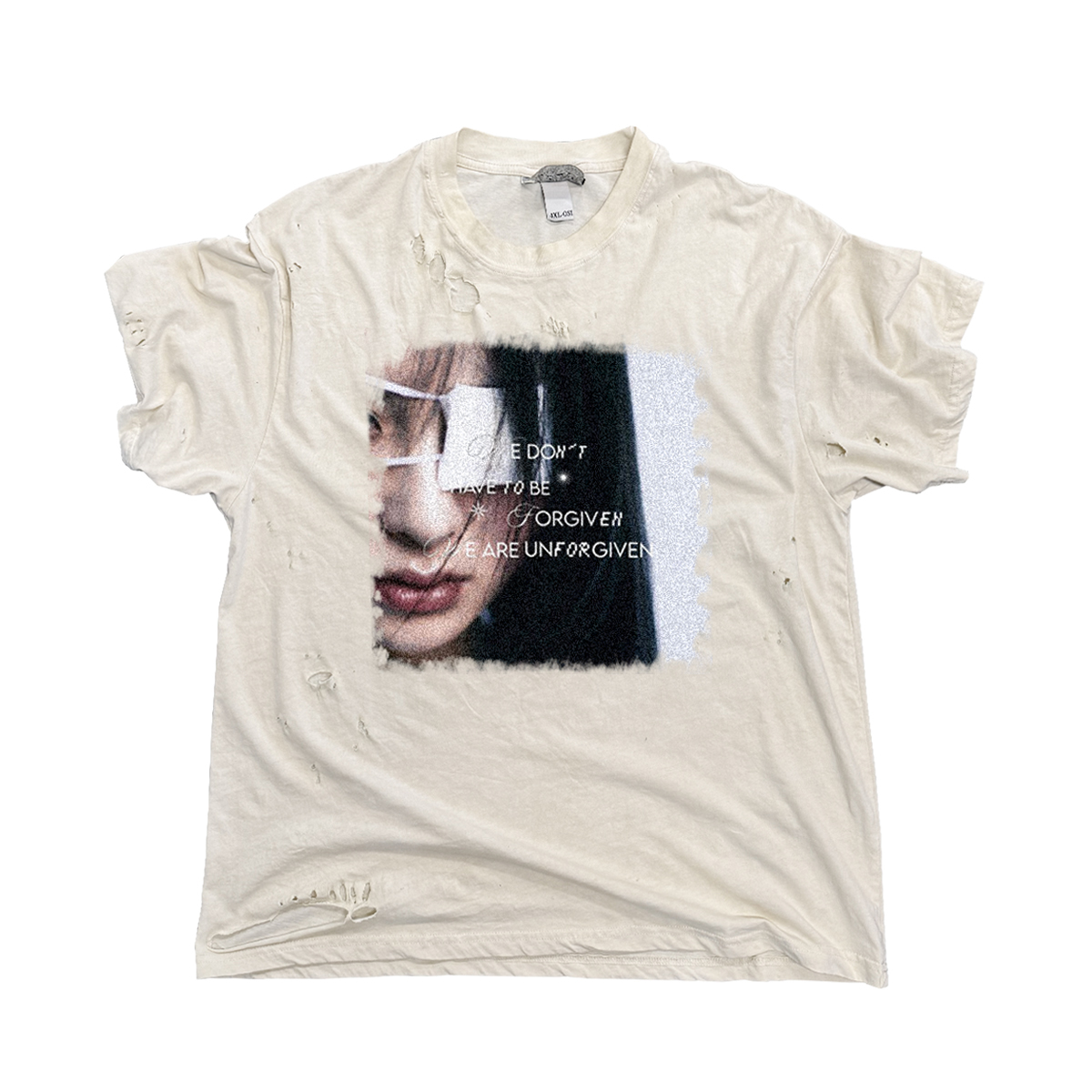 朋克破洞做旧复古短袖T恤