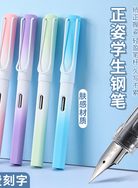 派利033学生正姿肤感钢笔通用3.4墨囊免费刻字特细三四年级练字书