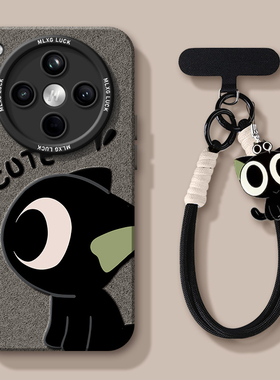 罗小黑适用oppofindx8s手机壳女findx7pro套硅胶findx8ultra全包防摔x6por高级外壳x5挂绳0pp0软8pro新款黑色