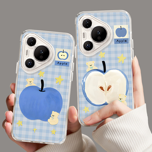 蓝苹果适用华为Pura80手机壳新款透明P80pro套p60pro+全包镜头p50硅胶p40保护p7o加p30por新机20高级外壳