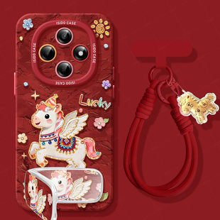 小飞马适用oppoa6pro红色手机壳2026新年新款 A6马年A5软硅胶a97保护a95全包opop卡通93本命年92s保护套外壳