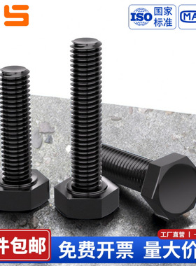 NS 黑色304不锈钢全牙外六角螺丝钉螺栓螺杆M3M4M5M6M8M10-M16