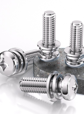 304不锈钢十字小盘头螺丝钉GB823螺母平弹垫圆头三件套M2M2.5-M8