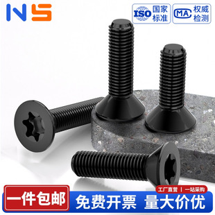 黑色316不锈钢沉头梅花螺丝钉GB2673平头内梅花防盗螺栓防拆M3