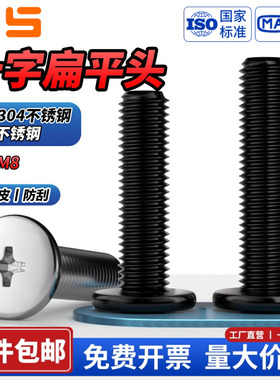 NS黑色304不锈钢十字扁平头螺丝钉薄头大平头CM电脑M1M2M3M4M5-M8