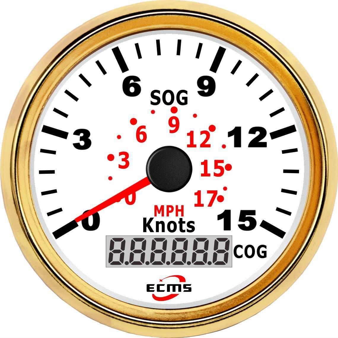 游艇船舶房车汽车改装车指针表GPS速度表 15Knots 85毫米