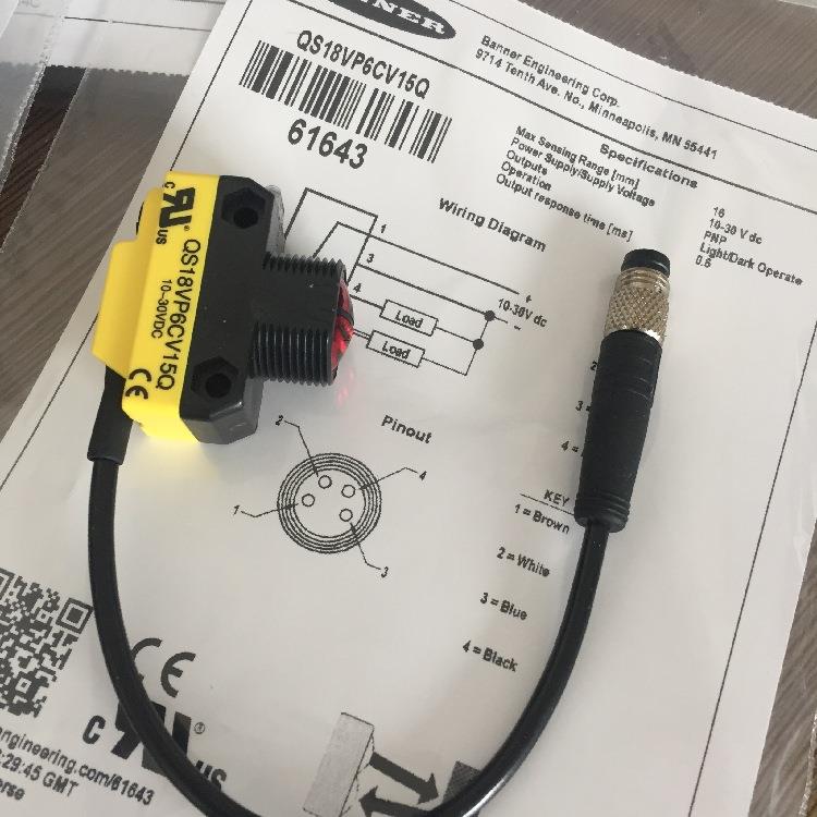 现货原装美国邦纳BANNER光电传感器QS18VP6CV15Q QS18VN6CV15Q8