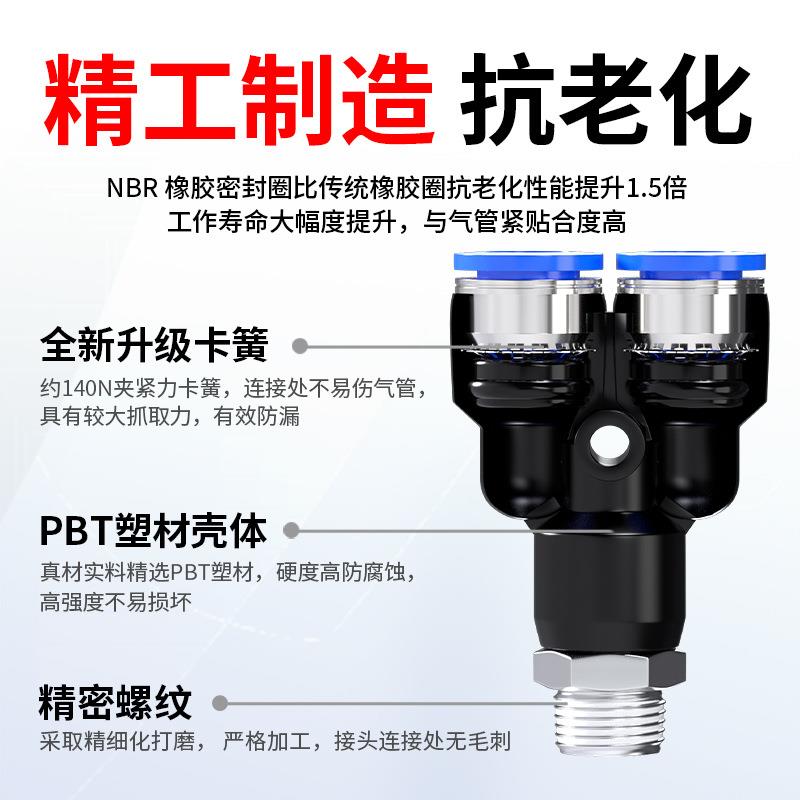气动快插接头 PX4-M5Y型三通螺纹PX4-M5/PX6-01/10-03/12-04全