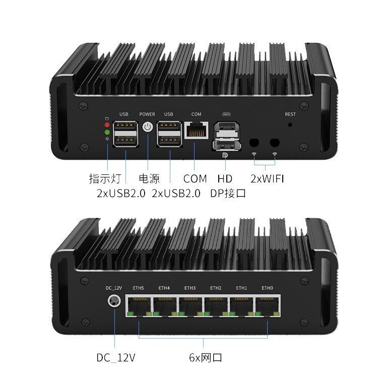 倍控N100 8505 I7-1265U六网卡软路由工控机 ROS维盟12代